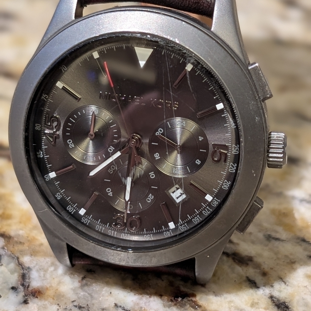 Michael Kors Gareth Men's Watch MK8471 Brown Leather Band - Picture 3 of 8